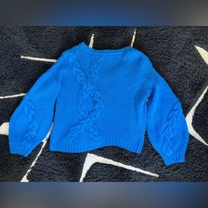 Alejandra Alonso Rojas blue cable reversible sweater, sz L
